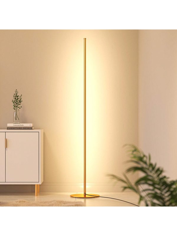 EDISHINE RGBW Corner Floor Lamp with Remote, Minimalist Dimmable Atmosphere LED Lighting, Color Changing Slim Sleek Standing Lamp, Modern Tall Mood Light for Living Room, Bedroom, Office Gold