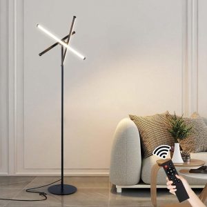 LED Floor Lamp,Modern Tall Standing Lamps With 3 Lights,30W 3 Color Temperature & Stepless Dimmable Brightness With Remote,66.5 In Corner Lamp For Living Room, Office, Hotel, Bedroom Black and White