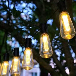 1pc Outdoor Waterproof 8-Function Solar Retro Bulb String Light With LED Bulbs For Camping, Patio, Garden, Festival Party Ambience (4.5m/10 Lights) Fall Decor House Decor Outdoor Decor Transparent