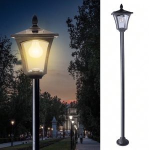 63" Solar Post Lamp Light Waterproof All Weather Protection Solar Garden Lights For Backyard, Pathway, Patio,Lawn, Driveway Decor Without Planter