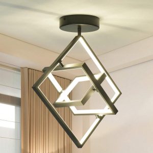 Hallway Light,36W Black Flush Mount Chandelier, Modern Led Ceiling Light Kitchen Led Light Fixtures Ceiling Lamp For Foyer Bedroom Balcony Corridor Entryway Stair Aisle (3000K/4000K/6000K) Black