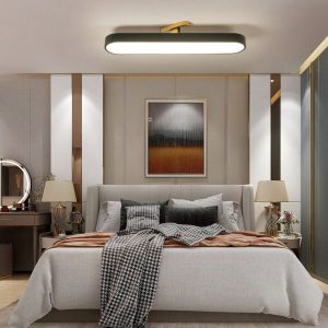 Modern Dimmable Ceiling Light Acrylic Linear LED Ceiling Lamp With Remote, Adjustable Flush Mount Wraparound Light Fixture For Kitchen Dining Living Room(Flat & Sloped Ceiling/3000K-6000K/24W) Black