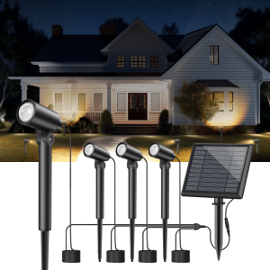 4-In-1 Bright Solar Spot Lights Outdoor, 3 Modes Solar Spotlights Outdoor Auto On/Off, Solar Landscape Lighting For Outside Garden, Tree, Wall, Driveway, Pathway, Pool, Yard (Warm Light) Warm