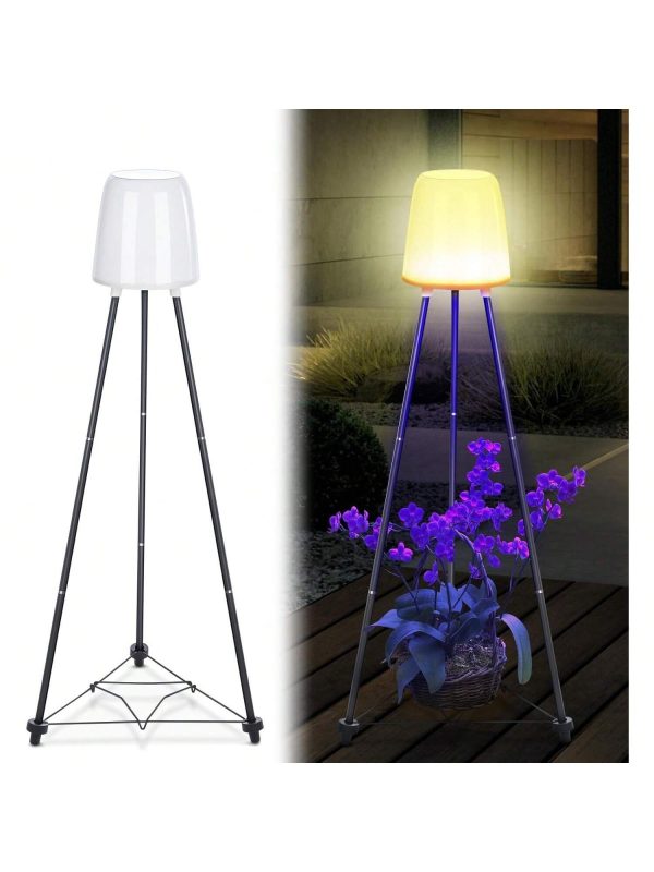 2 Packs 42.5" Metal Solar Floor Lamps With Plant Stands Outdoor Solar Lights Waterproof Solar Lantern Lights For Outside Patio Garden Yard Deck Pathway Driveway Porch Decor 2 Packs