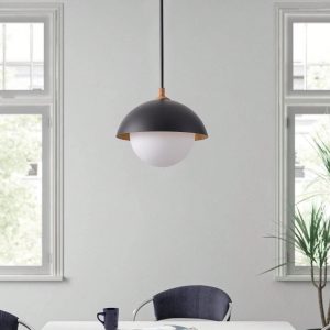 Metal Bowl Shade Pendant Light Modern Home Decor E26 Base Ceiling Lamp Black