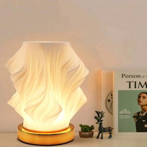 Bedside Lamp For Nightstand, Button Control Metal Base Table Lamp For Bedroom 12 Way Dimmable Nightstand Lamp PLA Lampshade Desk Reading Lamp For Room Living Room Office (Built In LED Lights) one-size