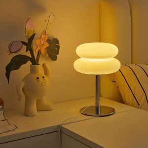 1 X Plastic Panel Table Lamp - Dimmable USB Powered Ambient Light For Living Room, Bedroom & Home Office - Perfect For Bedside Tables, Bedside Tables And Tabletop Decor White