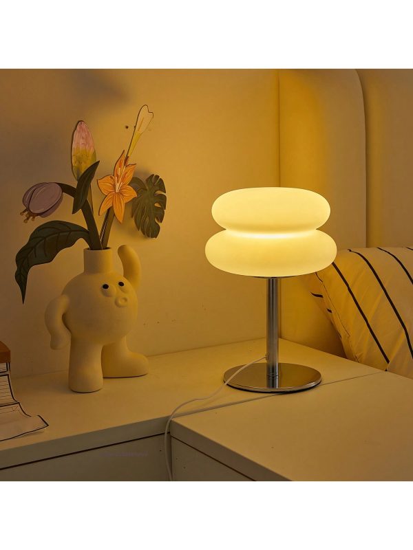 1 X Plastic Panel Table Lamp - Dimmable USB Powered Ambient Light For Living Room, Bedroom & Home Office - Perfect For Bedside Tables, Bedside Tables And Tabletop Decor White