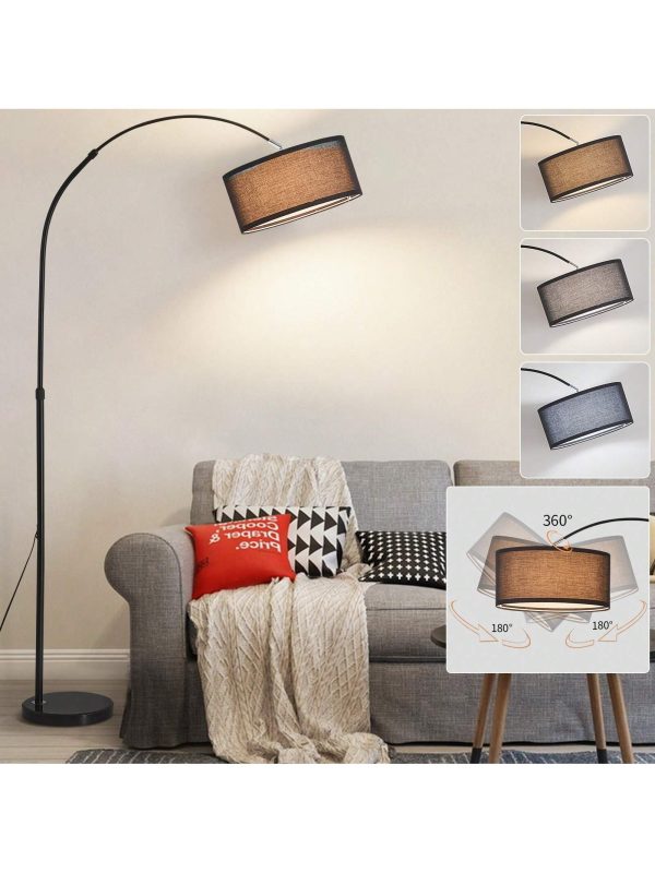 1 Pack Modern Arc Floor Lamp For Living Room Arched Hanging Lampshade Above Sofa For Reading Bedroom Office Brushed Steel Arched Floor Lamp Black US A Type Plug(110-127V)