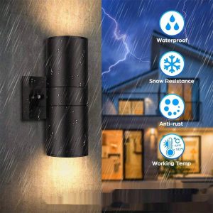 CANMEIJIA 1pc Outdoor Wall Lamp, Acrylic LED Wall Light Fixture, IP65 Waterproof, E27 Bulb Base, Square/Round Shape, For Patio/Stairs/Street/Indoor/Garden/Living Room/Bathroom/Kitchen/Bedroom/Corridor/Entrance Black