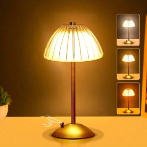 Portable Crystal LED Table Lamp, 3-Levels Brightness Desk Lamp, 3 Color Touch Control Rechargeable Lamp, Night Light, Bedside Lamp,Dining Room Lamp Gold