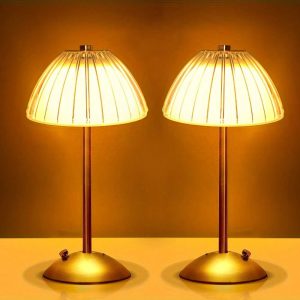 2Pack Portable Crystal LED Table Lamp, 3-Levels Brightness Desk Lamp, 3 Color Touch Control Rechargeable Lamp, Night Light, Bedside Lamp,Dining Room Lamp Gold