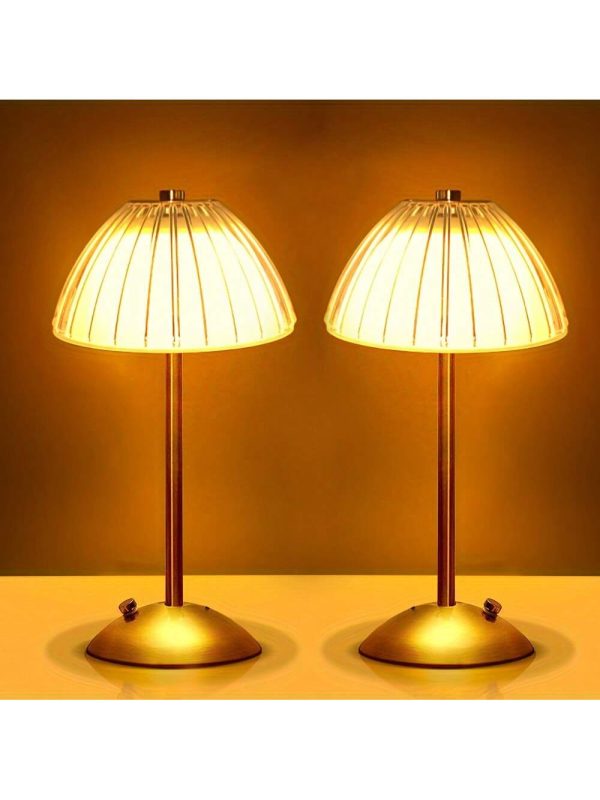 2Pack Portable Crystal LED Table Lamp, 3-Levels Brightness Desk Lamp, 3 Color Touch Control Rechargeable Lamp, Night Light, Bedside Lamp,Dining Room Lamp Gold