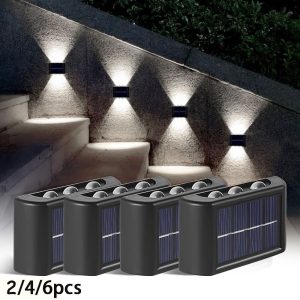 2/4/6pcs Solar Powered Outdoor Garden Lights, IP44 Dual Lighting Fence Lights, Suitable For Yard, Garden, Wall, Garage White Light